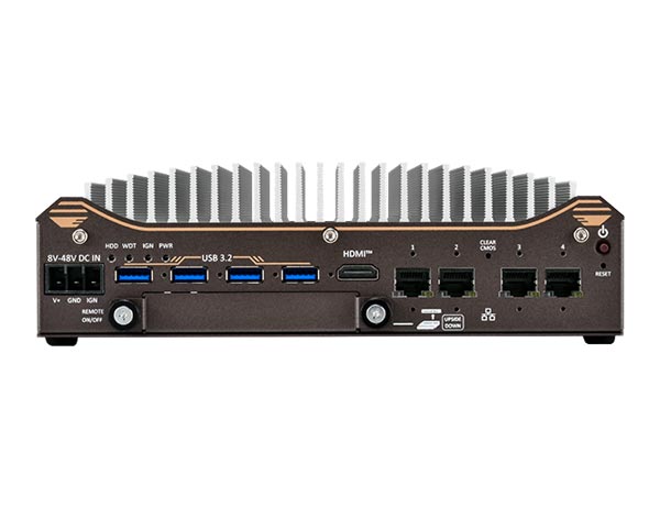 4x PoE+ 2.5GbE, 4x USB 3.2, 1x 간편 교체형 2.5인치 SSD 트레이, 1x 외부 SlimSAS 커넥터를 갖춘 Intel® Core™ Ultra 200 컴팩트 팬리스 컴퓨터
